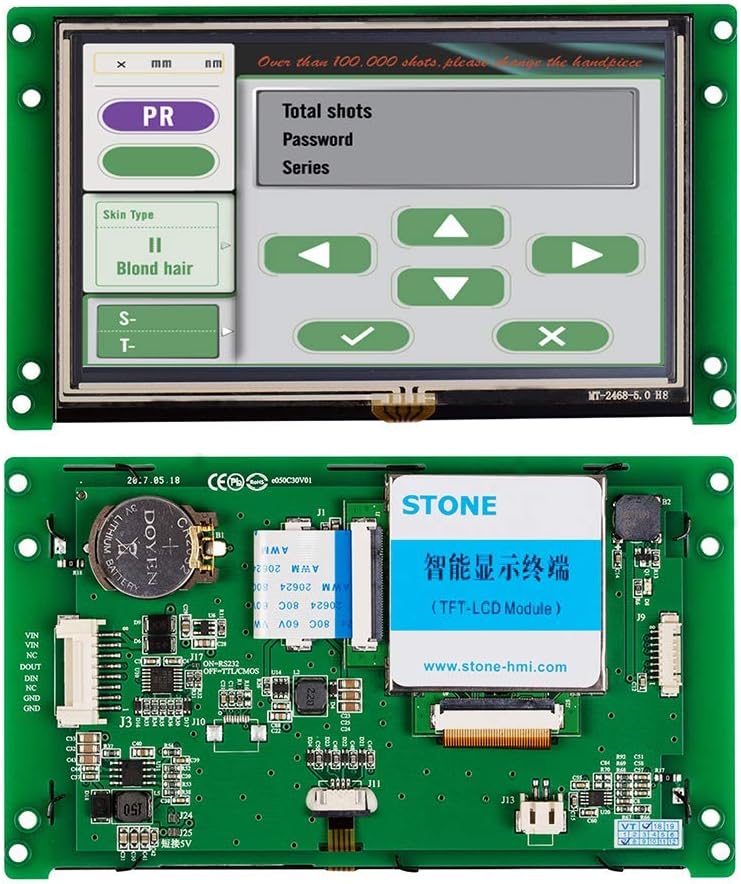 SCBRHMI 5 inch HMI Smart TFT LCD Display Module with Controller + Program + Touch + UART Serial Interface STVC050WT-01
