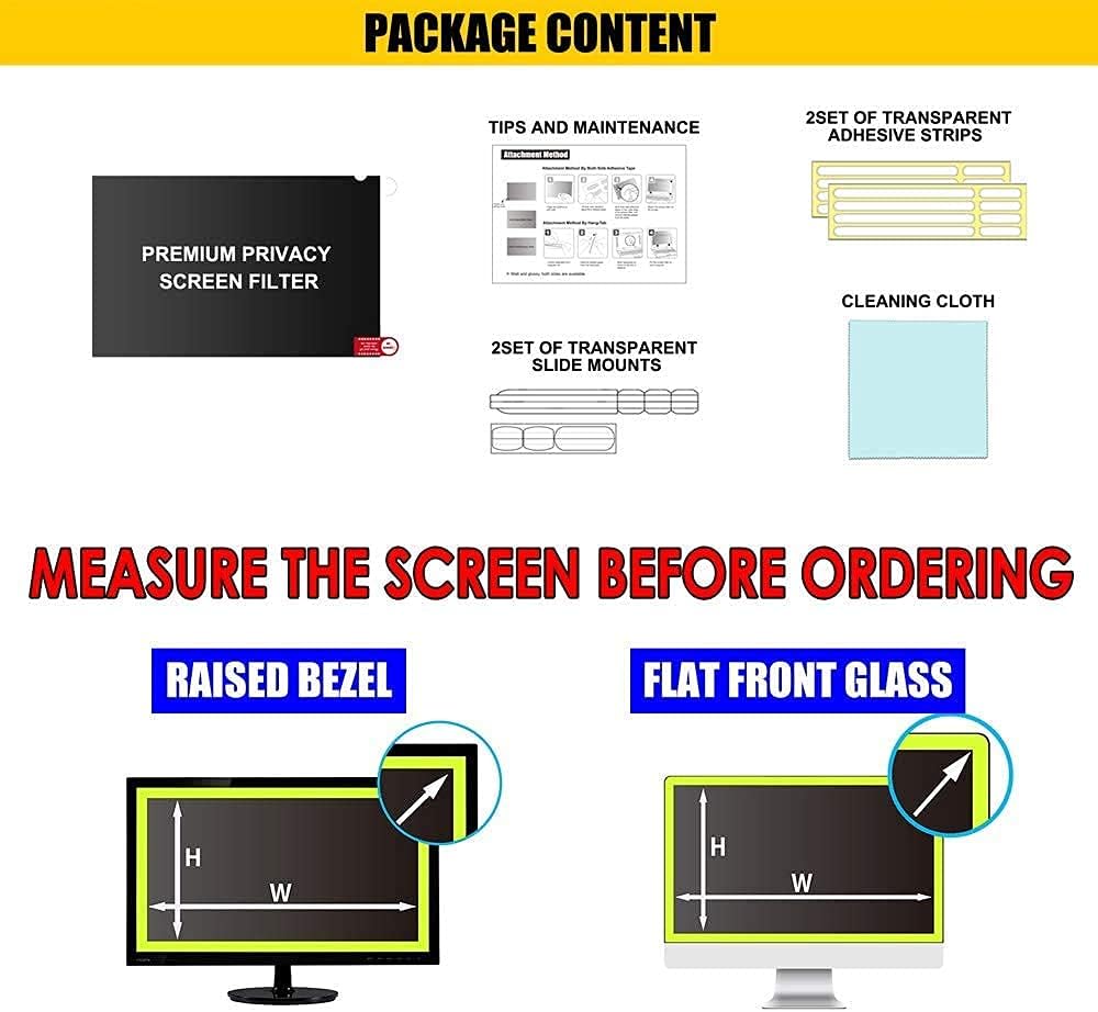 WELINC 23.8 Inch - 16:9 Aspect Ratio - Computer Privacy Screen Filter for Widescreen Monitor - Anti-Glare - Anti-Scratch Protector Film - Protects Your Eyes from Harmful Glare and Blue Light