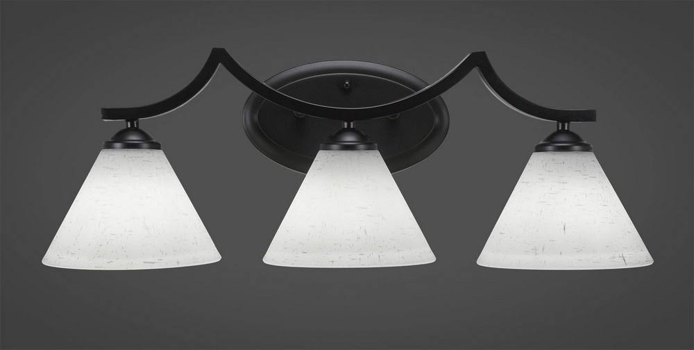 Toltec Lighting-553-MB-312-Zilo - Three Light Bath Bar Matte Black Finish with White Muslin Glass