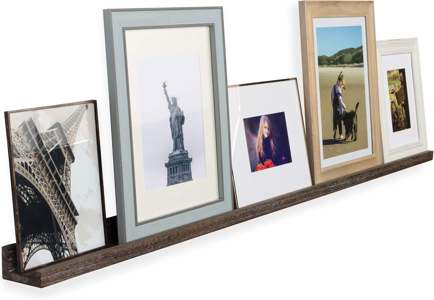 Rustic State Ted Wall Mount Extra Long Narrow Picture Ledge Shelf Display | 60 Inch Floating Wooden Storage Shelf Torched Brown Pack of 2
