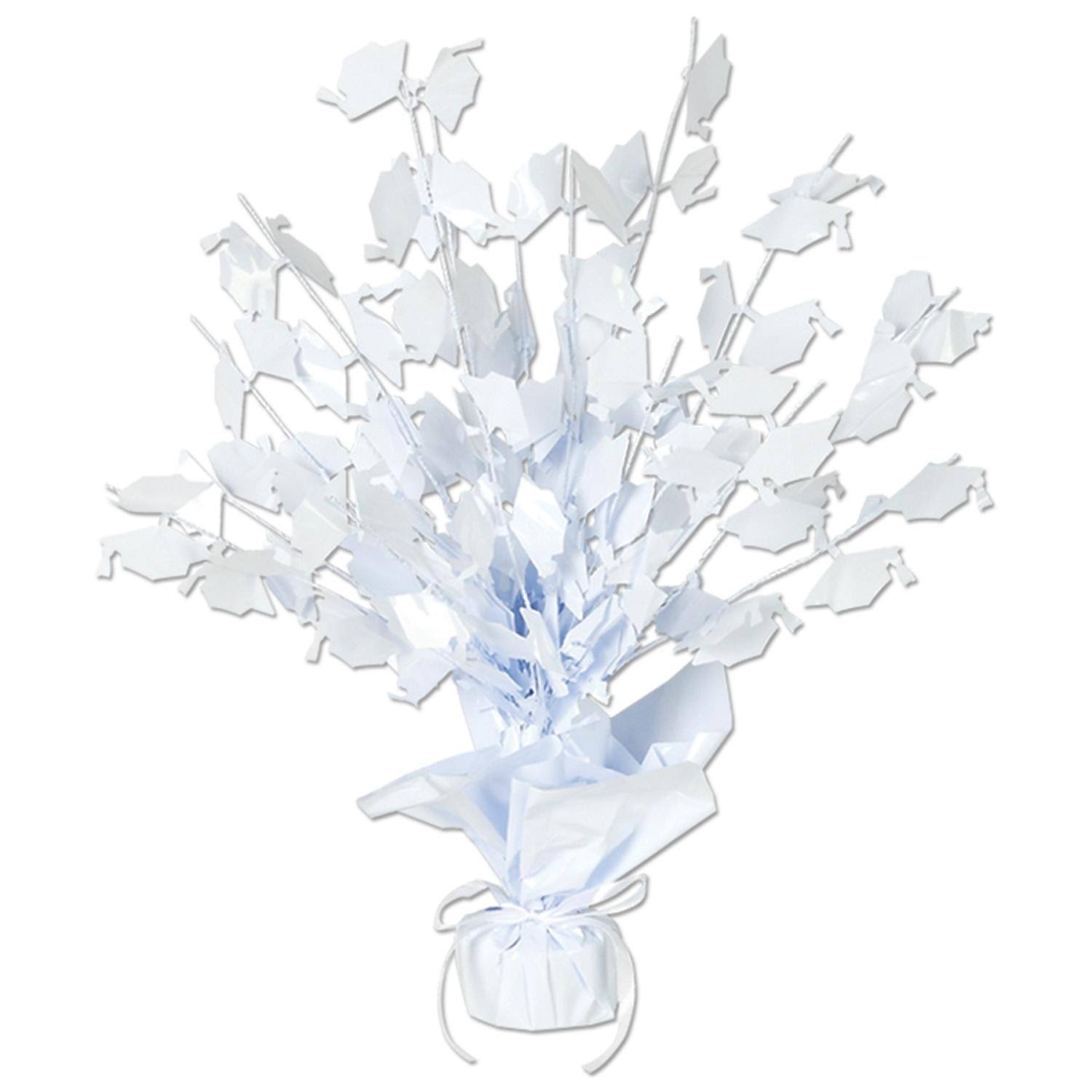 Party Central Club Pack of 12 White Foil Spray Graduate Cap Gleam &n Burst Centerpieces 15x22