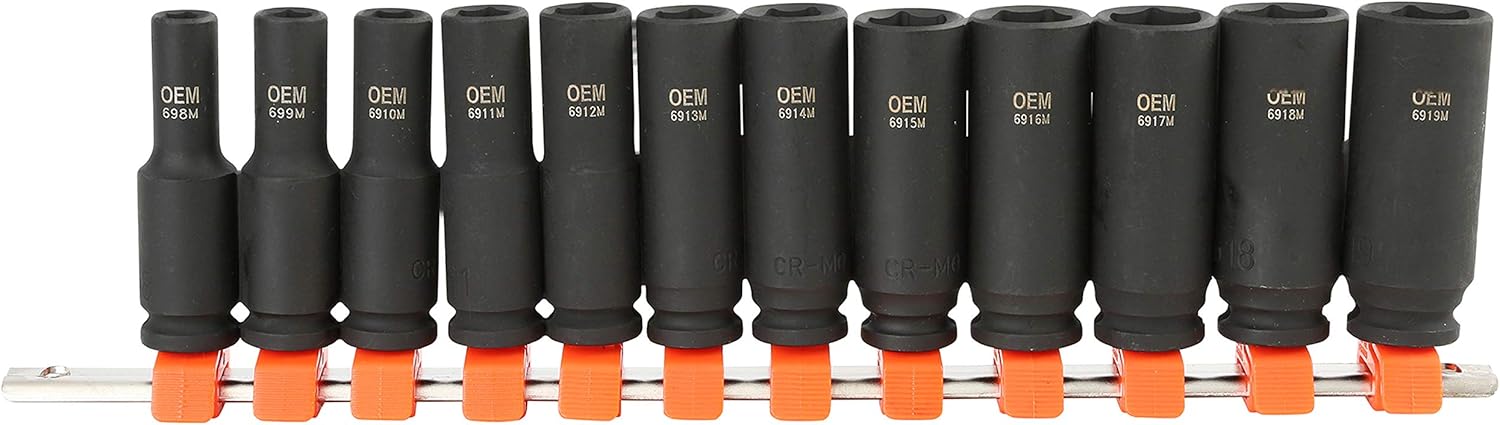 OEMTOOLS 25588 12 Piece 3/8 Inch Deep Impact Socket Set (Metric), Socket Sets, 3/8 Socket Set, 3/8 Impact Socket Set, Metric Socket Set, Socket Metric