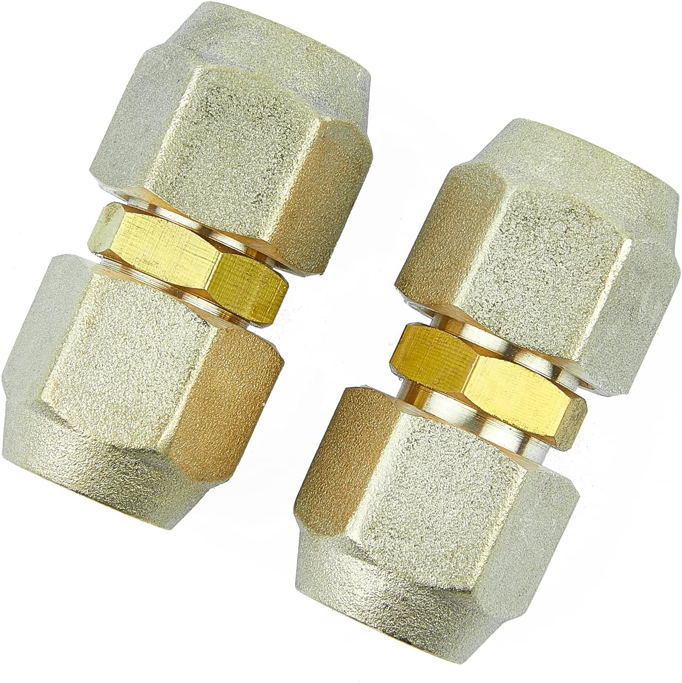 Timsec 2Packs AC Copper Pipe Extension Joint Connectors, Air Conditioning Pipe Coupling Adapters with Flare Nuts and Connectors, Free Welding, For Butt Copper Tube Diameter 1/2