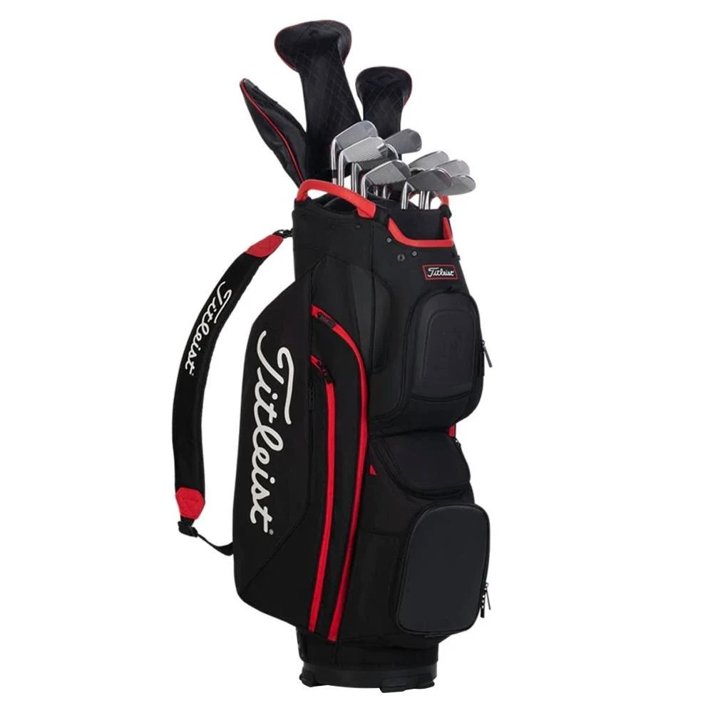 Titleist 15 Cart Bag, Black/Black/Red