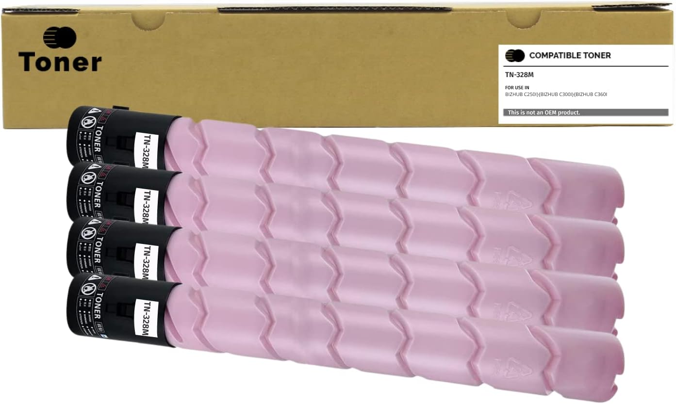 Compatible Konica Minolta TN-328 (TN328M) Toner Cartridge, Magenta 28K Yield AAV8230, - Pack of 4