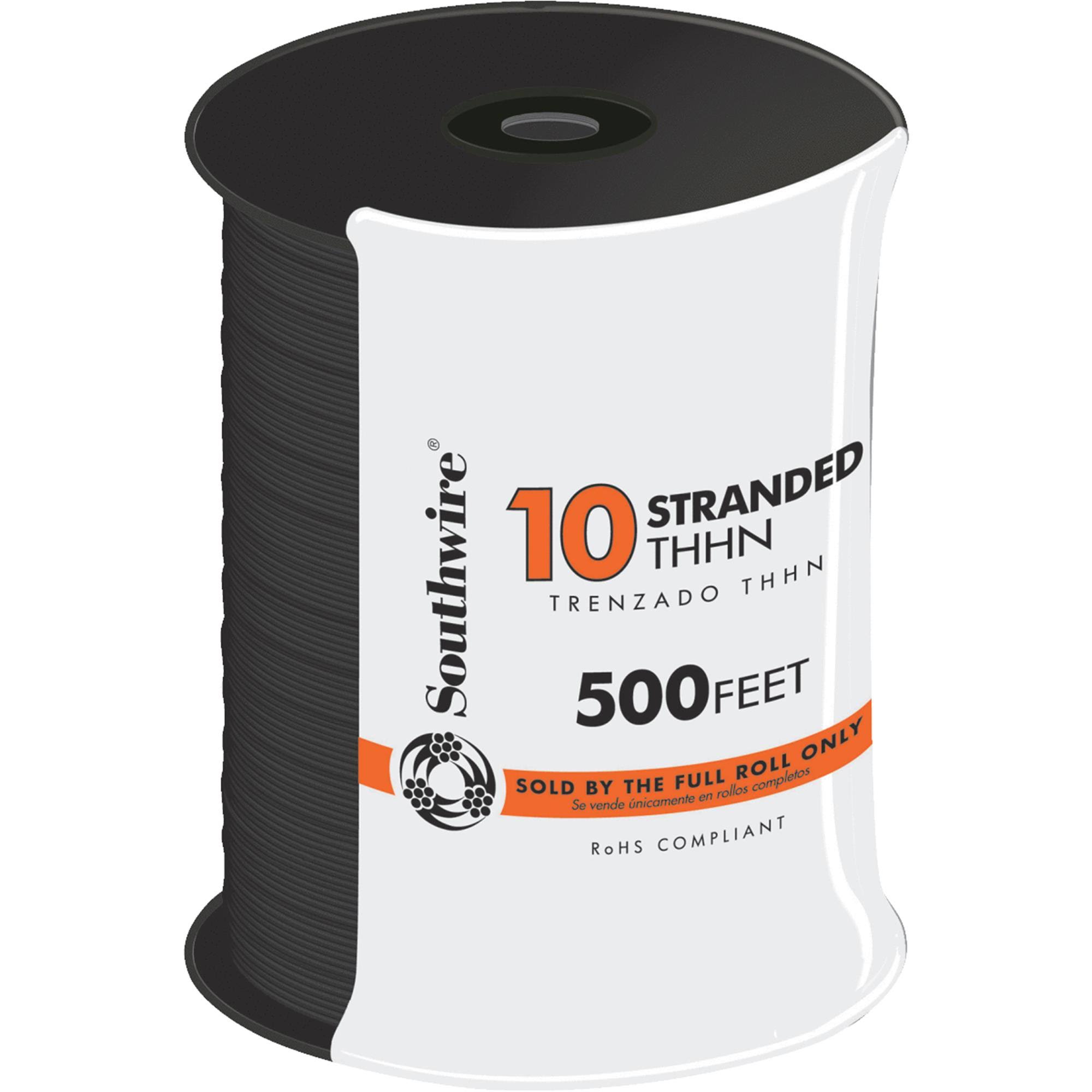 Southwire 500 ft. 10 Black Stranded Cu THHN Wire