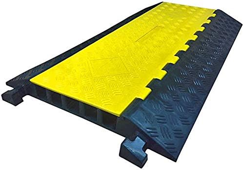 Kable Kontrol Atlas Heavy Duty Cable Protector Ramp - 5 Channel - 36” Long - Black/Yellow - Channel Size - 1.62” Width x 1.62” Height | Durable Polyurethane | 36,000 Lbs per Axle