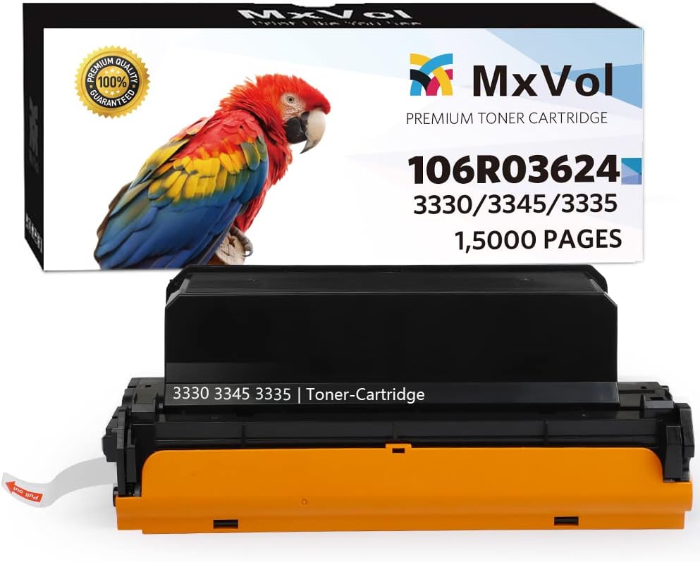 MxVol Compatible Toner Cartridge Replacement for Xerox 106R03624 WorkCentre 3335 3345 Phaser 3330 Printer, Extra High Capacity 15,000 Pages (1-Pack, Black) Pack of 2