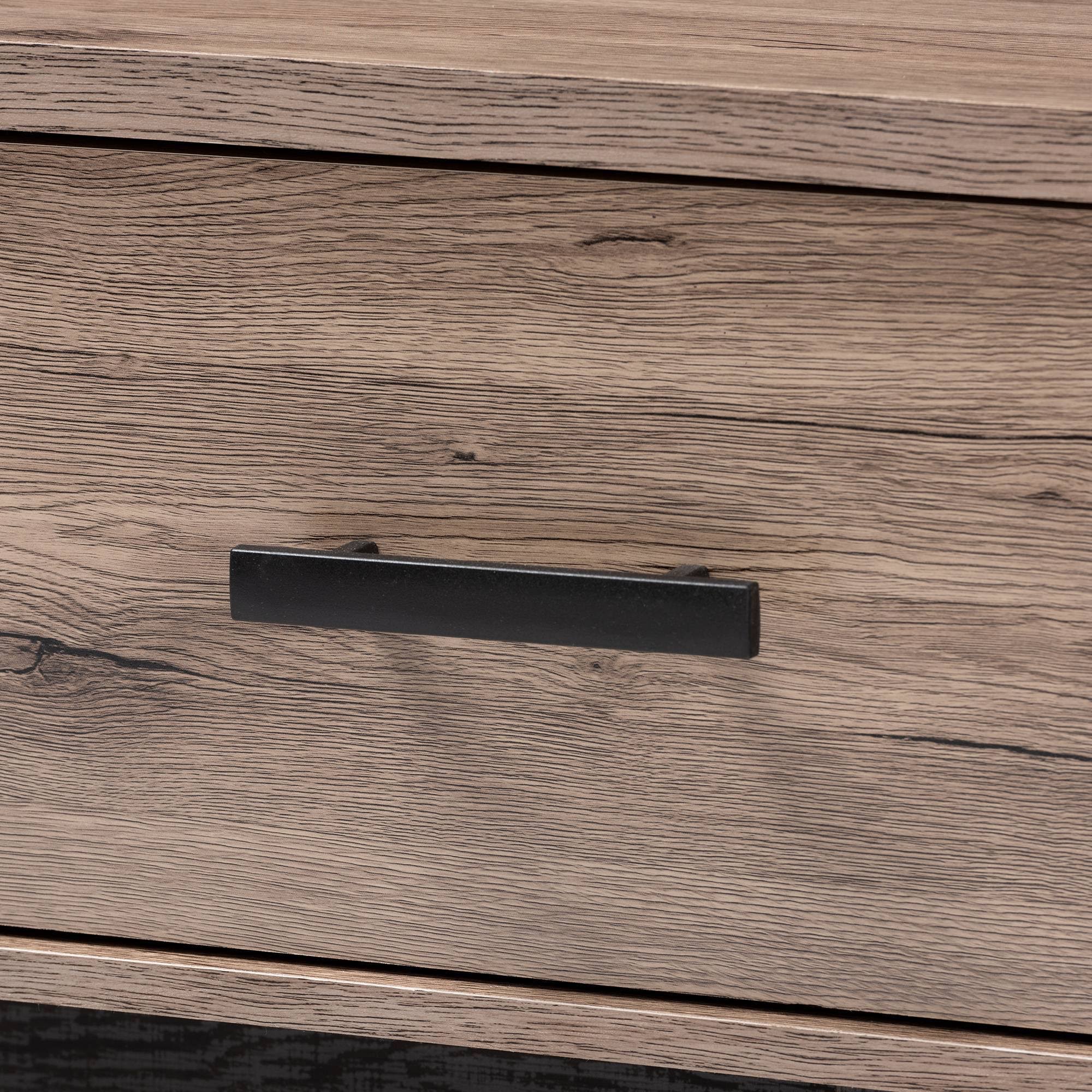 Baxton Studio Arend Two-Tone Oak Brown and Black Wood 1-Drawer Coffee Table