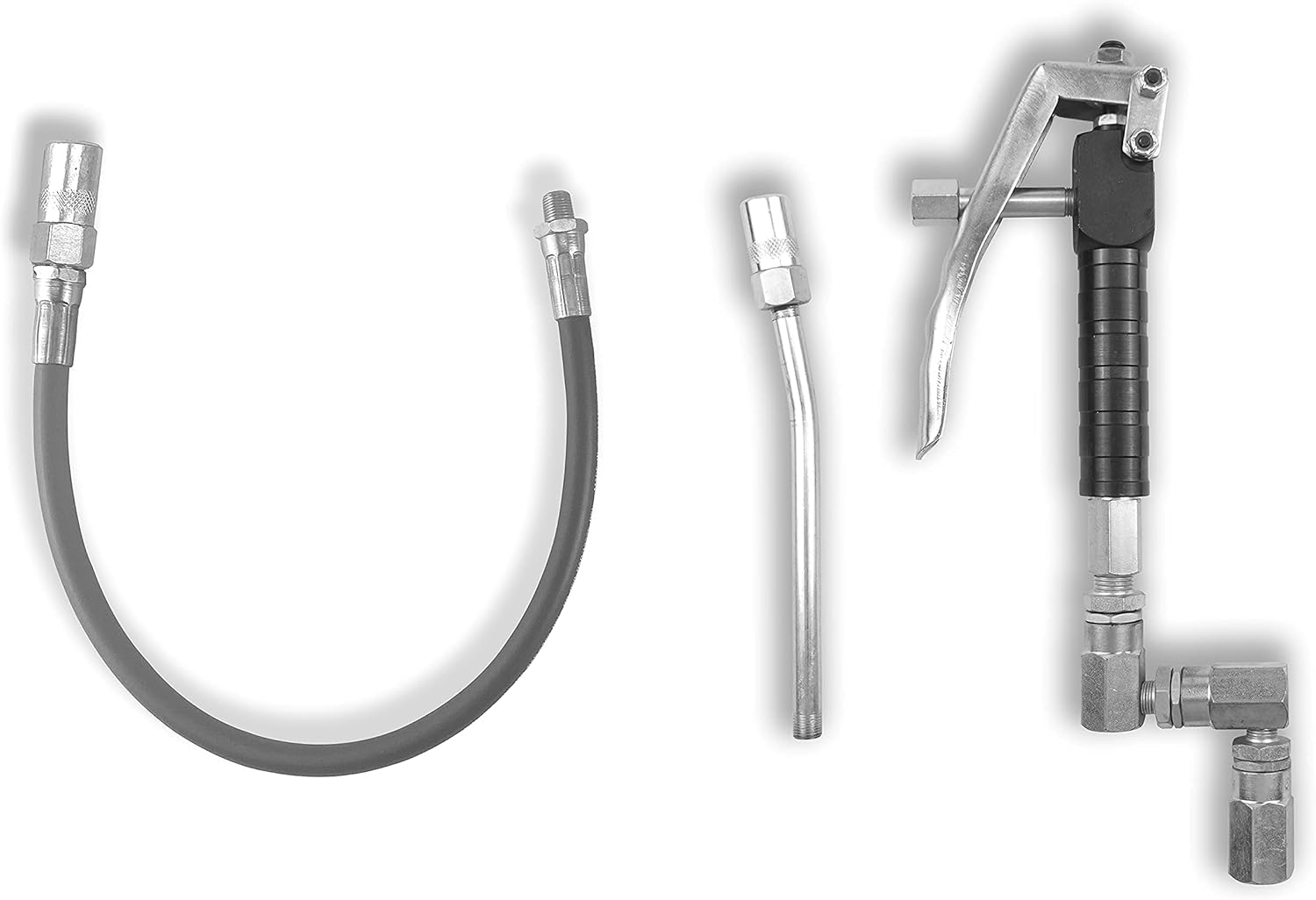 Wolflube Grease Control Handle Valve - for Grease Pump, Heavy Duty High Pressure 7,500 PSI W.P, 1/4 inch NPT(f) Inlet Thread, 18 inches Flexible spout with 4 Jaws Coupler, with 360 Degree Z Swivel Pack of 2