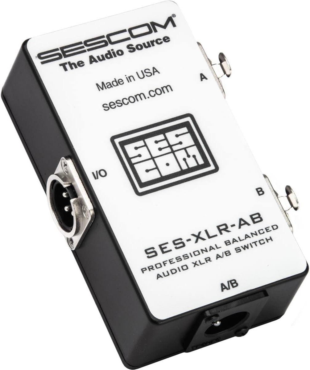 Sescom SES-XLR-AB Balanced Audio Pro Grade XLR A/B Passive Switch, 2 Female XLR to 1 Male XLR Pack of 2