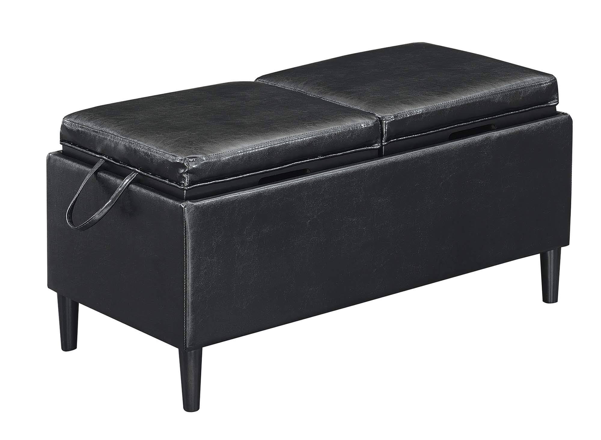 Convenience Concepts Designs4Comfort Magnolia Storage Ottoman with Trays - Black