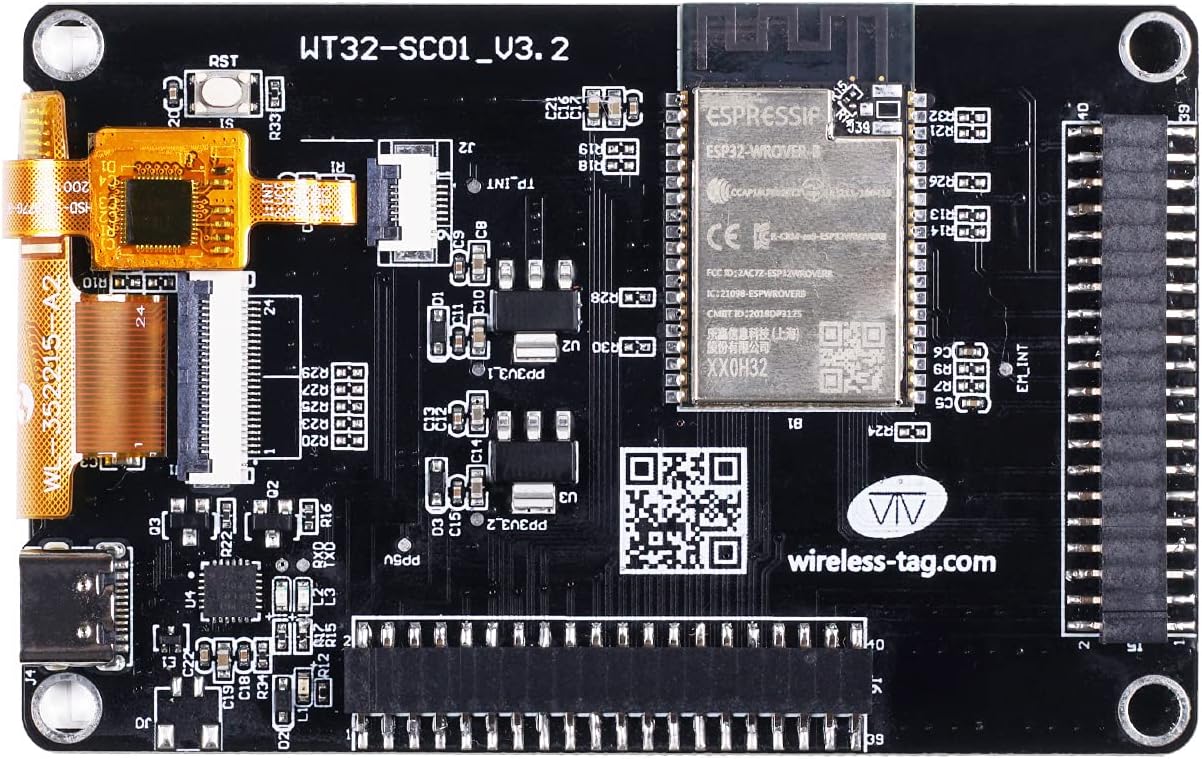 Seeed Studio ESP32 Development Board - WT32-SC01 with 3.5in 320x480 Multi-Touch LCD Screen, Built-in Bluetooth WiFi with GUI Firmware and Dual-core Xtensa 32-bit LX6 MCU, 4MB SPI Flash 8MB PSRAM. Pack of 2
