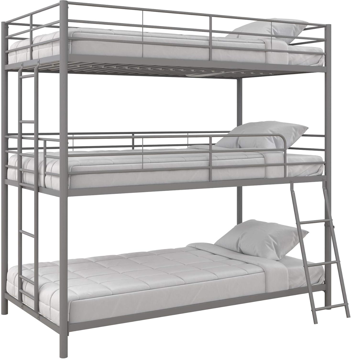 Max & Finn Altona Metal Triple Bunk Bed, Bed for Kids, Twin/Twin/Twin, Black
