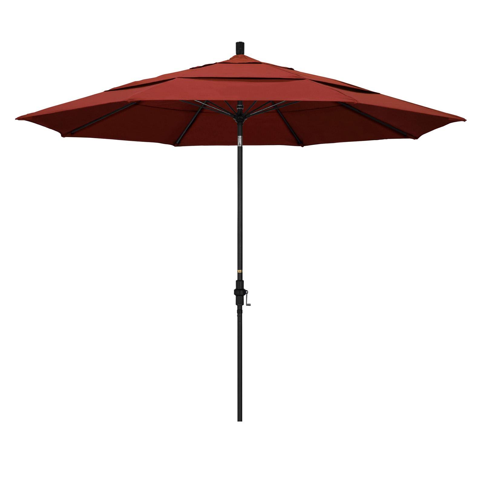 California Umbrella 11 ft. Fiberglass Double Vent Sunbrella Tilt Market Umbrella Terracotta