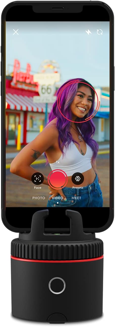 Pivo Pod Red - Auto Tracking Smartphone Pod - Handsfree Face Body Motion Tracking Camera Stand - Content Creation App for Videos and Photos Pack of 2