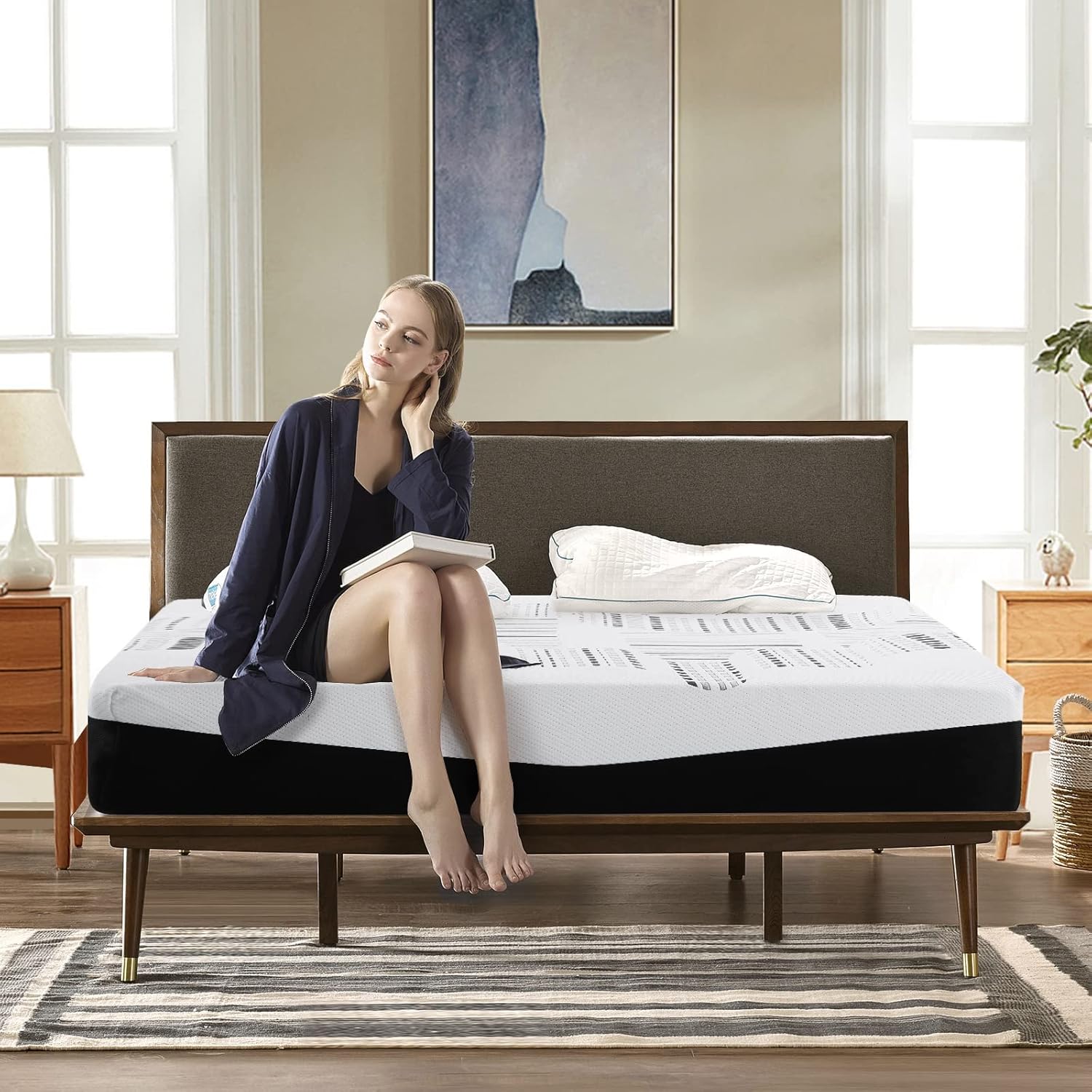 Queen Mattress,12 Inch Gel Memory Foam Mattress Queen Size in a Box with Detachable Cover,4 Foam Layers for Cooling,Adaptive Foam Mattress,CertiPUR-US & CFR1633,100-Night Trial