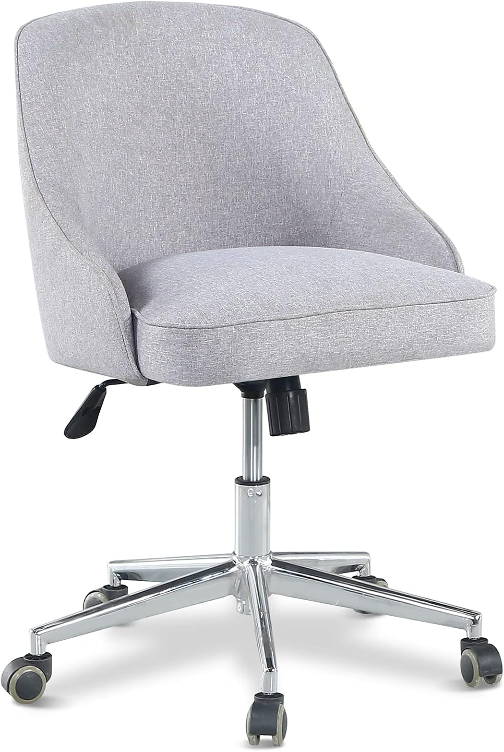 Mid-Back Fabric Computer Desk Chair, WISOICE 360&deg; Swivel Adjustable Accent Home Office Task Chair Executive Chair with Soft Seat, Light Grey