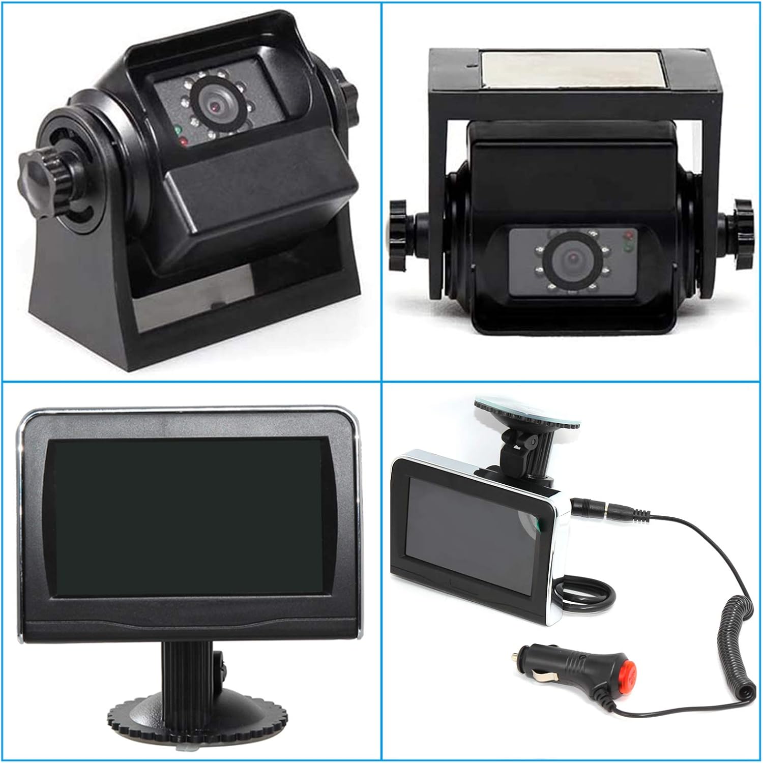 EWAY WiFi Wireless Magnetic Trailer Hitch Backup Rear View Camera & 4.3 inch LCD Monitor Safety Battery Powered for Gooseneck Horse Boat Travel Trailer/Fifth Wheels/RV/Camper Car, Removable Guideline