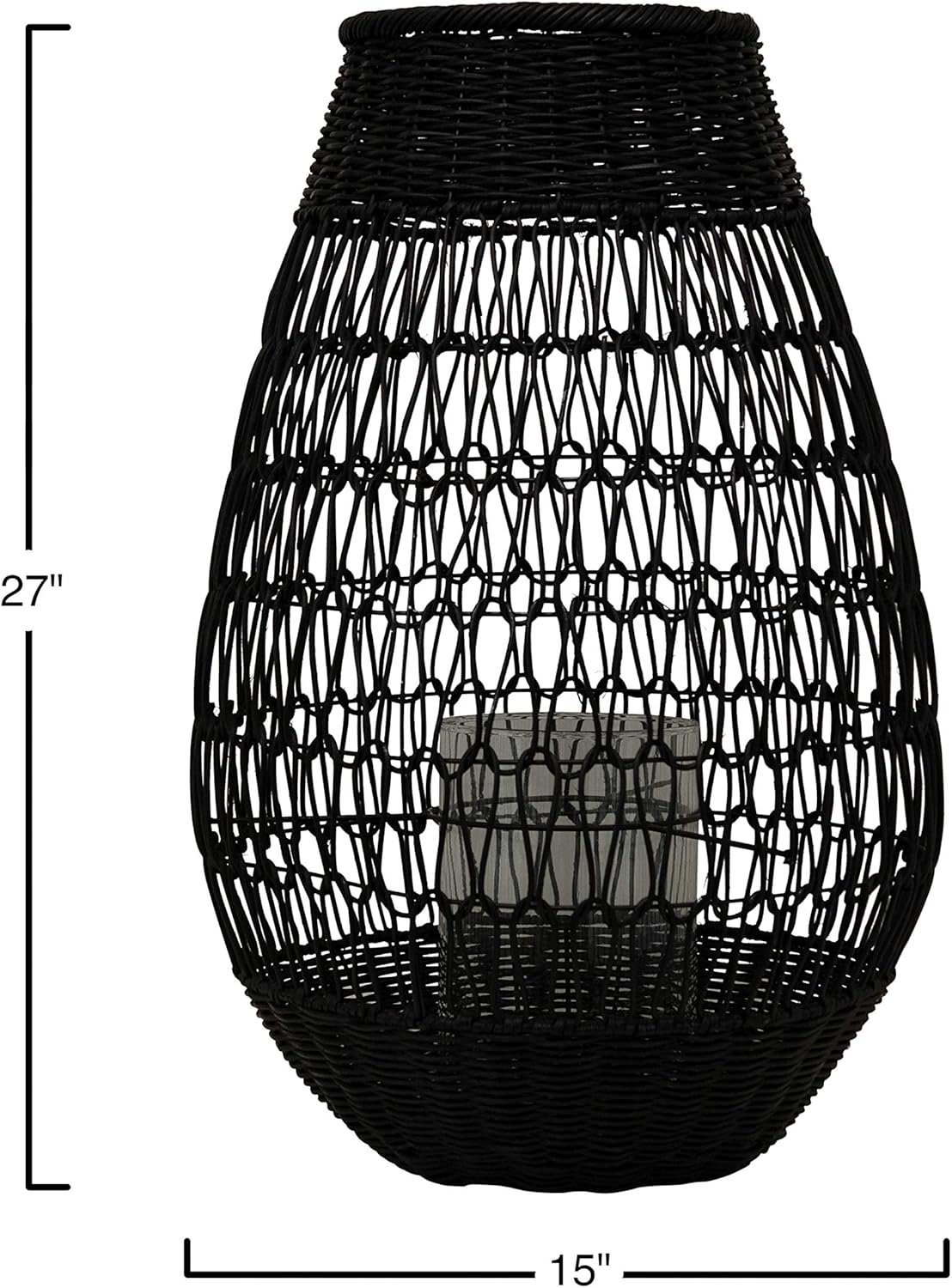 Bloomingville Black Rattan Glass Insert Lantern