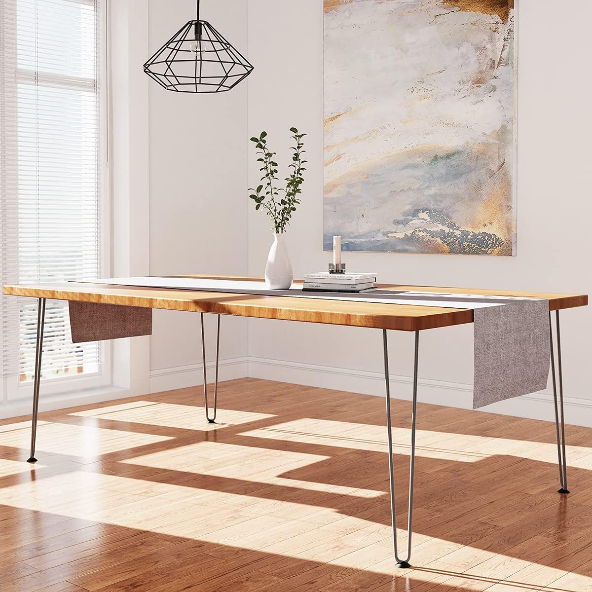 WINSOON Hairpin Counter Bar Height Table Legs 34 Inch Tall Set of 4 Pack Metal Furniture Legs for Wooden Desk Hair Pin Design (34 Inch 3-Rod Black) Pack of 2