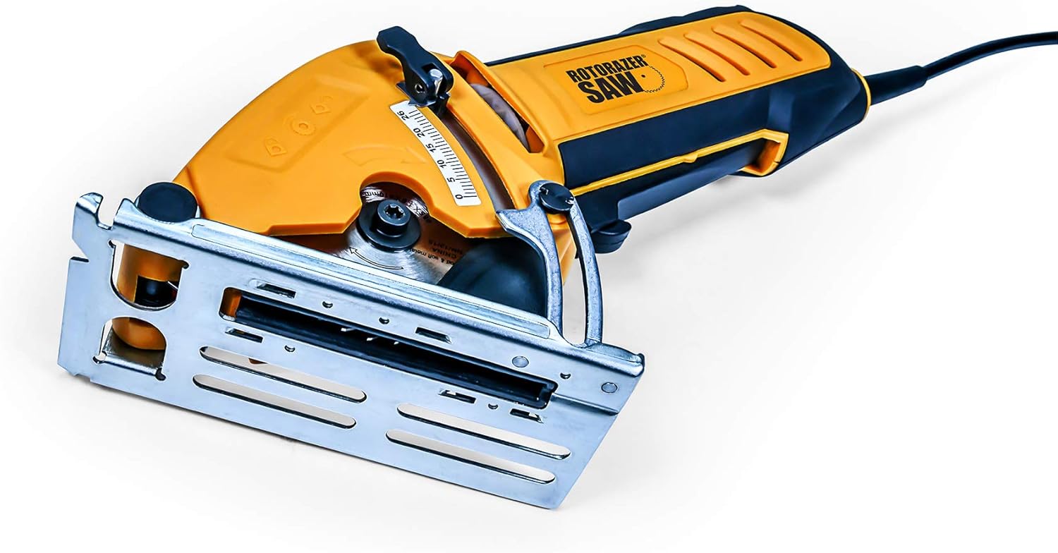 Official ROTORAZER Compact Circular Saw Set DIY Projects -Cut Drywall, Tile, Grout, Metal, Pipes, PVC, Plastic, Copper, Carpet w Blades, Dust Collector & Case AS SEEN ON TV