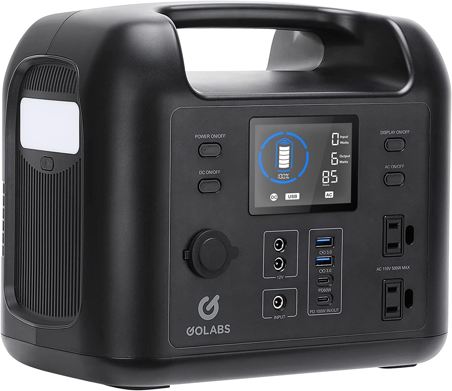 GOLABS R500 Portable Power Station, 518Wh Outdoor Solar Generator LiFePO4 Battery Backup with 500W Pure Sine Wave AC Outlet, PD 100W USB C Quick Charge for CPAP Camping RV Travel Emergency Orange