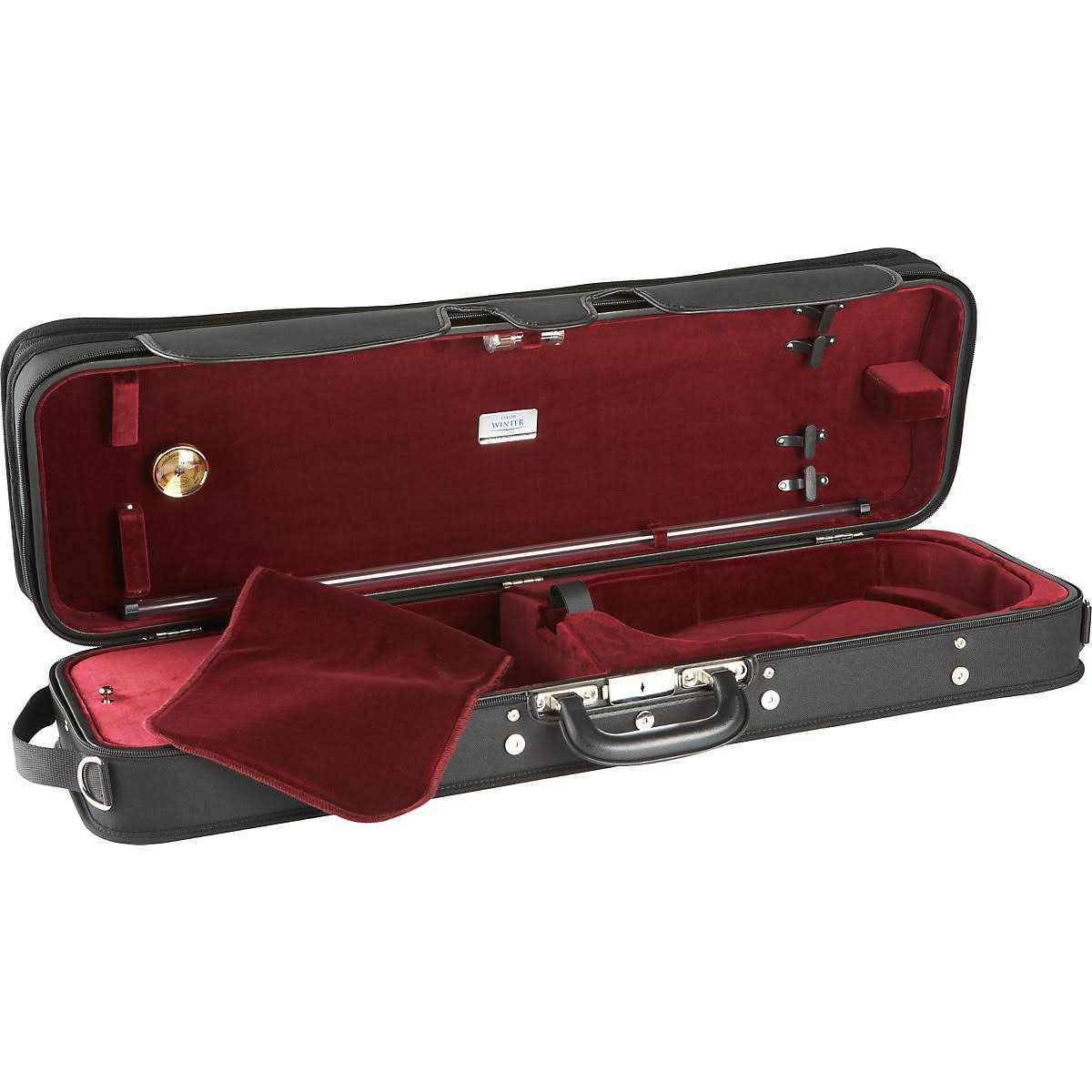 J. Winter Extra Light Series Violin Case Black with Wine Interior