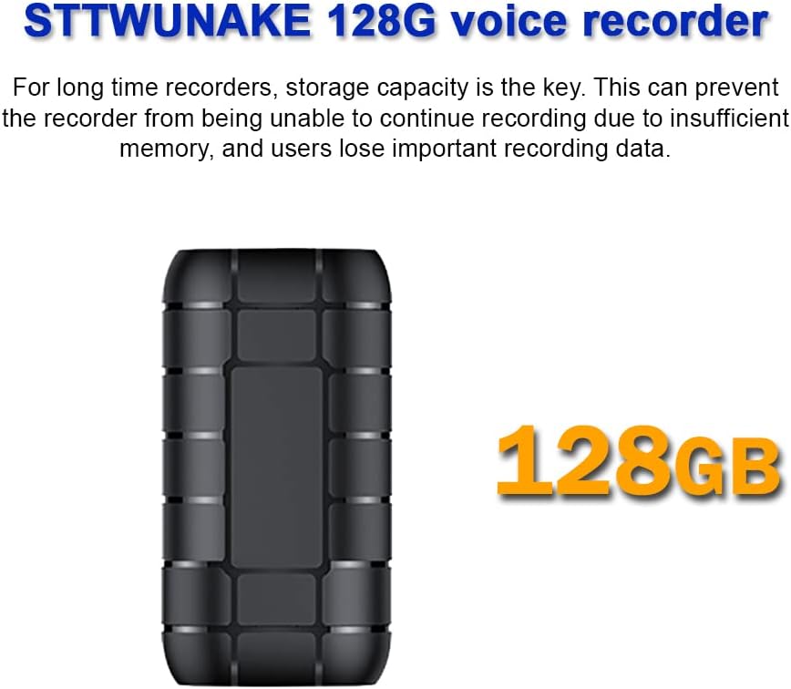 128GB Magnetic Mini Voice Activated Recorder,Long Battery Digital Audio Recorder, Small Recording Devices,2000 Hours Recording Capacity,300 Hours Recording Time,STTWUNAKE Pack of 2