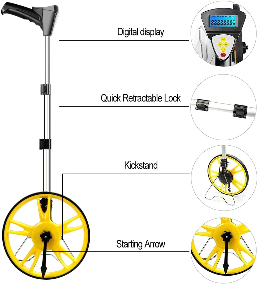 AIRAJ Digital Measuring Wheel Retractable ,Metric/Imperial Dual Mode Switching,Large Digital Backlit LCD Screen,Professional Distance Measure Wheel for Construction,Yard Measuring Wheel...