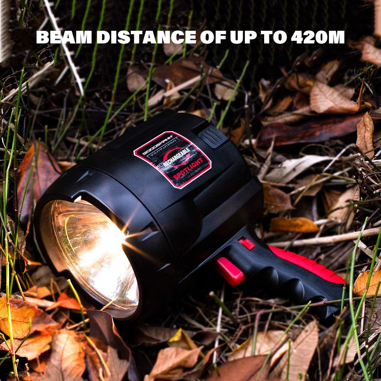 GOODSMANN Max Million Tacticpro Bright Portable Cordless Rechargeable Halogen Flood/Spotlight Offroad Automotive/Garage/Emergency/Boating/Fishing/Hunting/Camping/Hiking/Patrolling 9924-0011-08