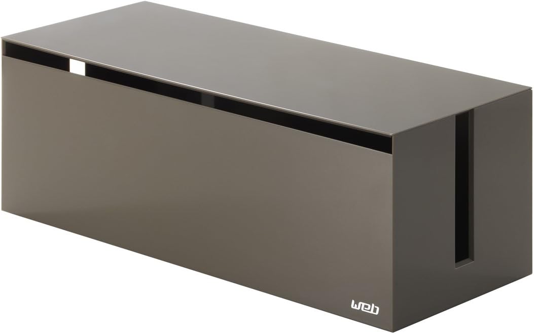 YAMAZAKI home 2708 Cable Box-Outlet Cord Storage Organizer, Cover Protector, One Size, Brown Pack of 2