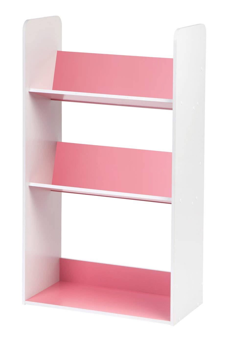 Iris 3-Tier Tilted Shelf Book Rack Pink and White