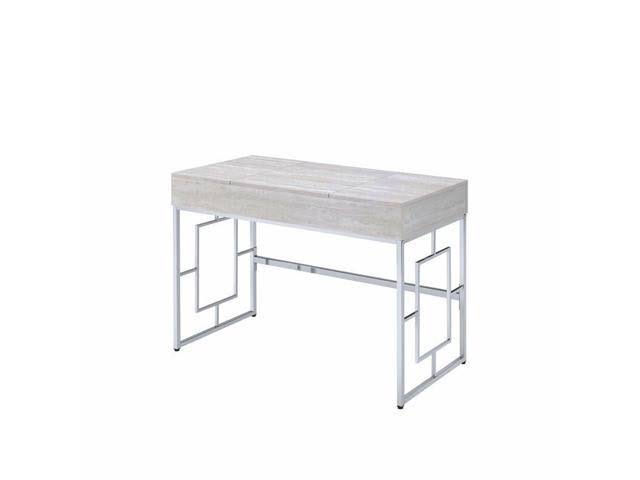 Acme Furniture Saffron Vanity Desk in Chrome and White