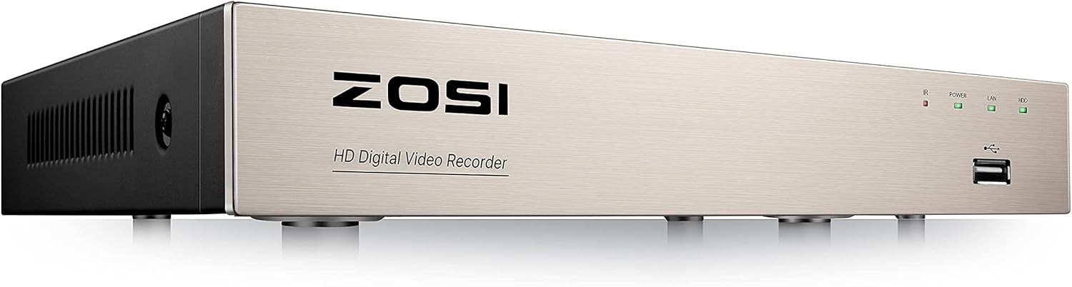 ZOSI H.265+ 5MP Lite 8 Channel Hybrid 4-in-1 HD TVI CCTV DVR, 8CH 1080P Surveillance Video Recorders with Hard Drive 1TB for Home Security Camera System,Mobile Remote Access,Motion Detection