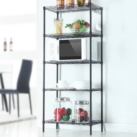 5-Shelf Shelving Unit Multifunction Changeable Assembly Floor Standing Carbon Steel Storage Rack for Kitchen Bathroom Bedroom -