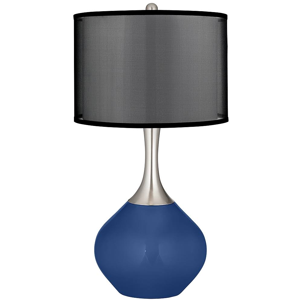 Color + Plus Monaco Blue Spencer Table Lamp with Organza Black Shade