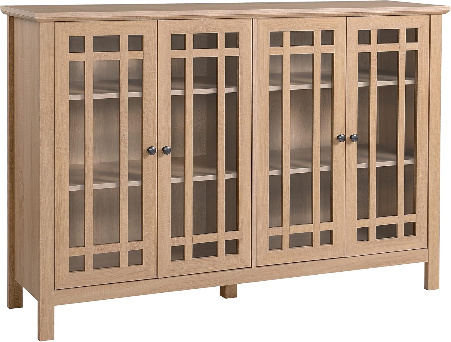 Legacy Home 4 Door Accent Cabinet, Glass Cabinet, 4 Door Storage Cabinet 163