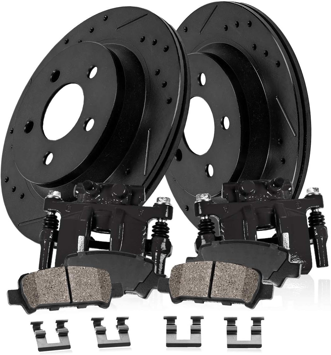 Callahan CCK02308 FRONT Powder Coated Black [2] Calipers + [2] Black Powder Coated Rotors + [4] Ceramic Brake Pads