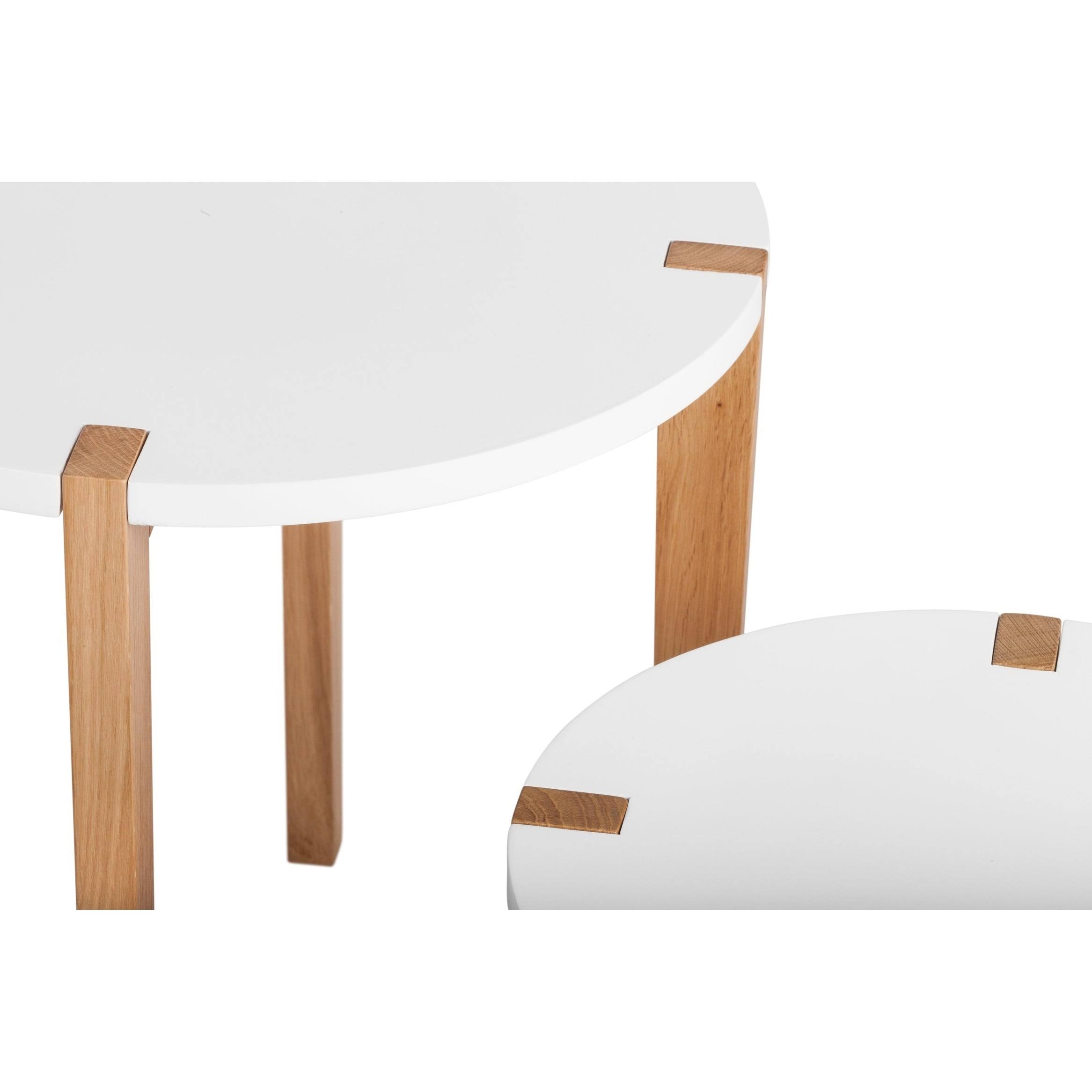 Universal Expert Abacus Modern White Oak Round Nesting Side Tables (Set of 2)