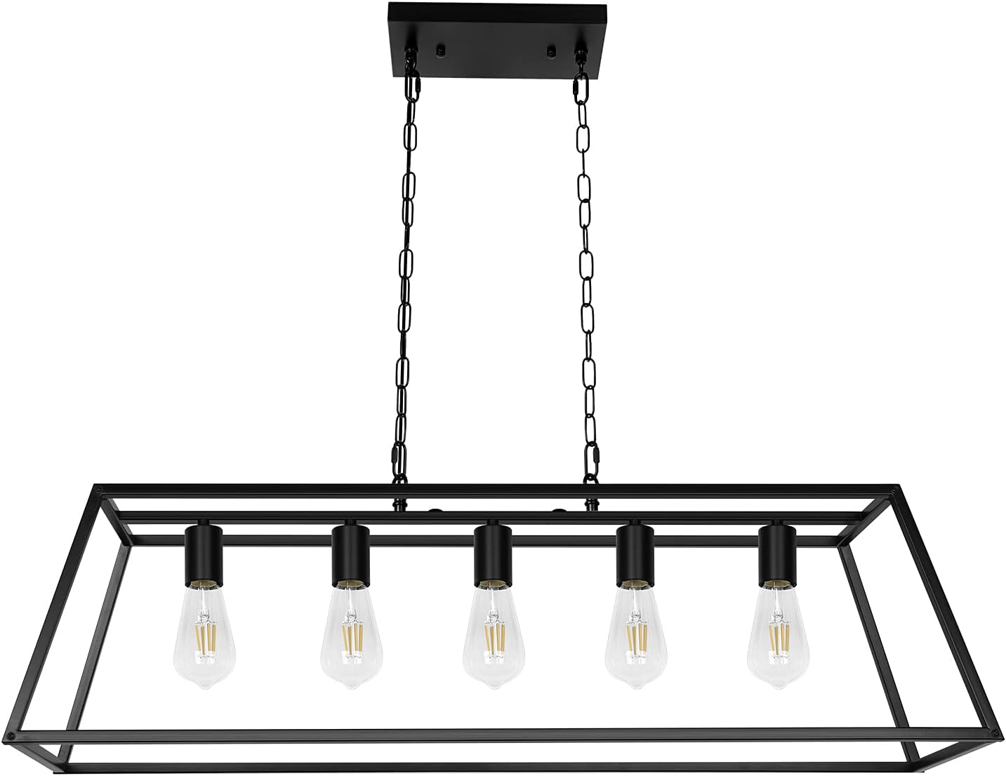 Black Modern Kitchen Island Lighting Farmhouse Chandelier Industrial Ceiling Light Fixtures for Kitchen, Dining Room, Living Room, Bar, Foyer (5-Light)