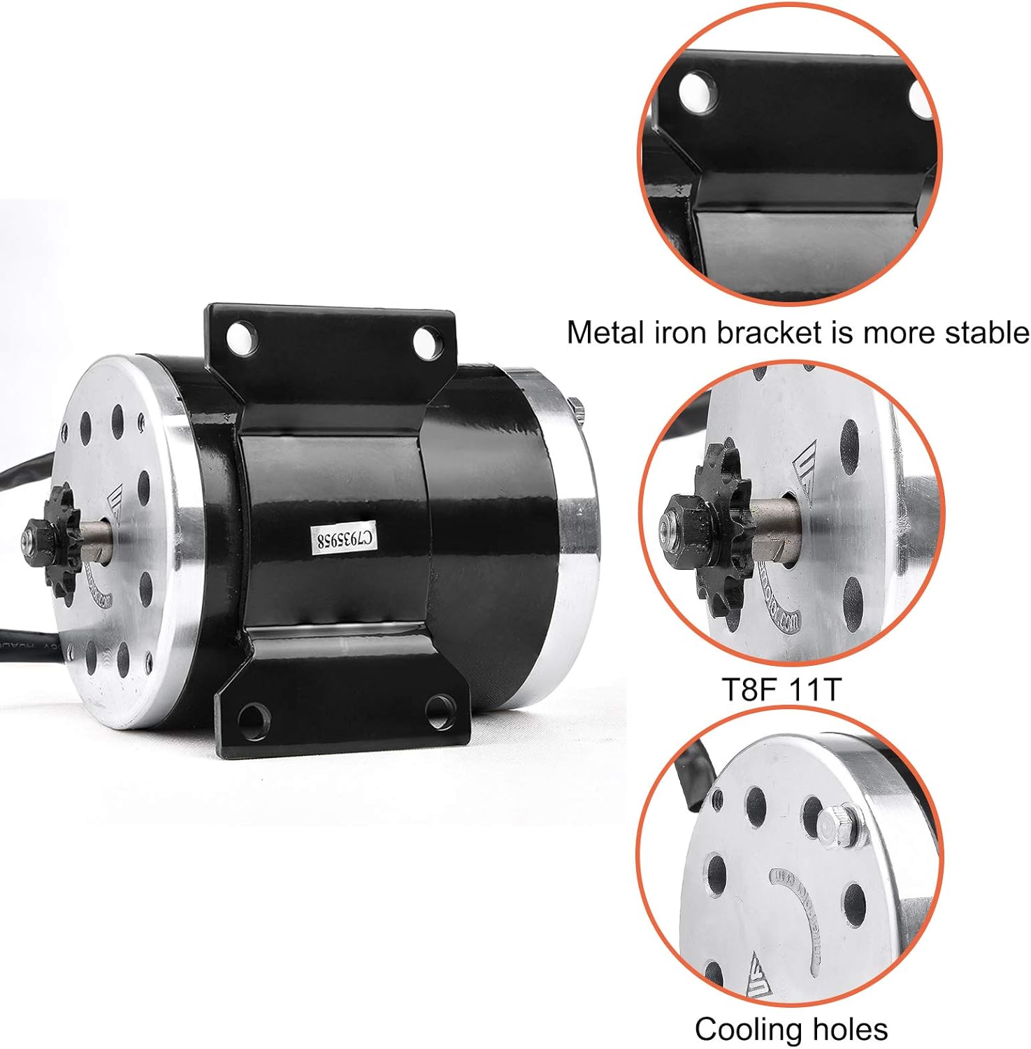 Kunray 48V 1000W Brushed DC Motor High Speed Electric Motor & DC Brush Controller & Gas Accelerator Throttle & Ignition Lock for Dirt Bike e-Bike ATV Go Kart Moped Mini Bikes Motorized Bicycle