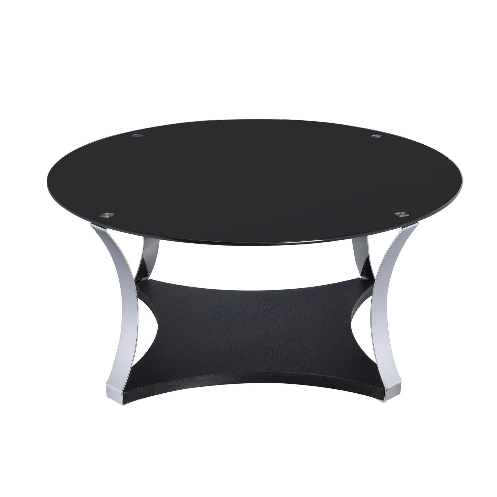 Acme Geiger Coffee Table Chrome u0026 Black Glass