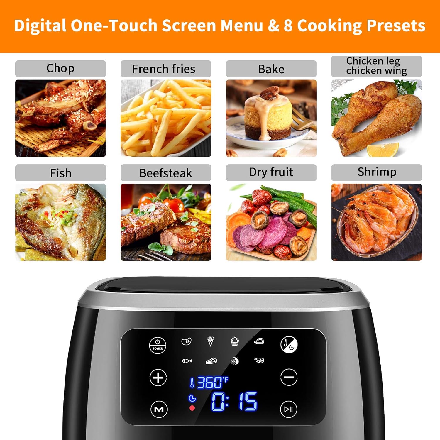 iwoly Air Fryer XL (6.3 QT) Digital Hot Oven Cooker , One Touch Screen with 8 Presets, Nonstick Basket, 1700W Oilless Cooker Pack of 2