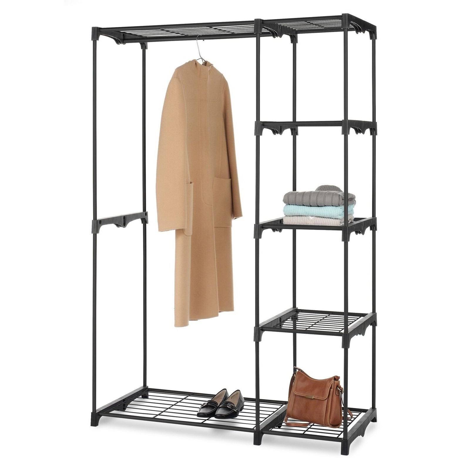 Whitmor Black Double Rod Freestanding Closet Organizer