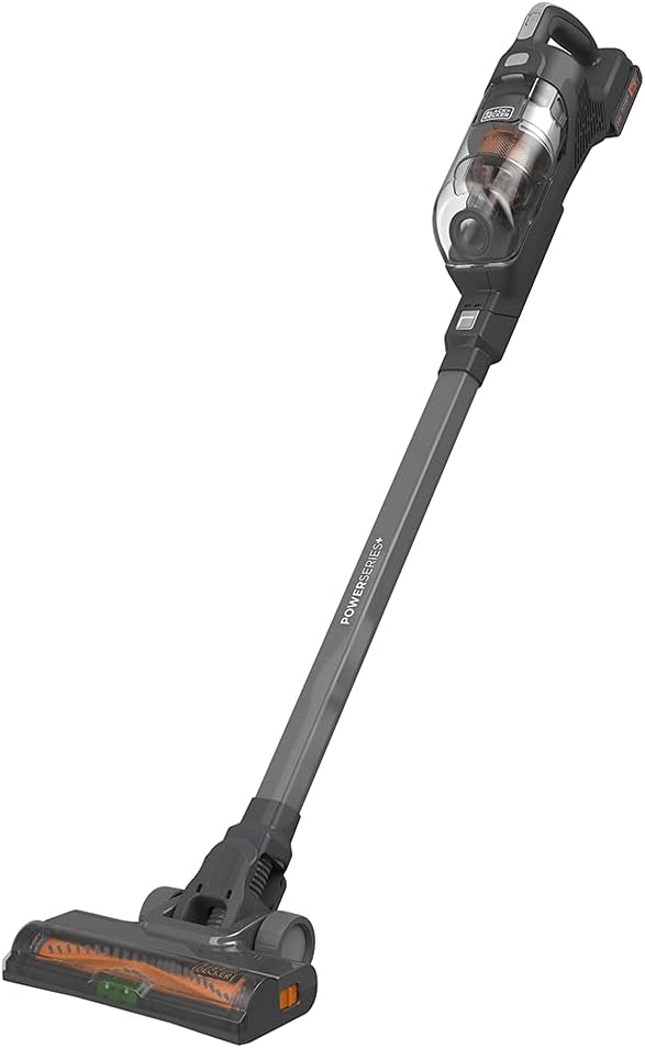 BLACK+DECKER POWERSERIES+ 20V MAX Cordless Stick Vacuum with LED Floor Lights, Lightweight, Removable Battery (BHFEA18D1) , Gray