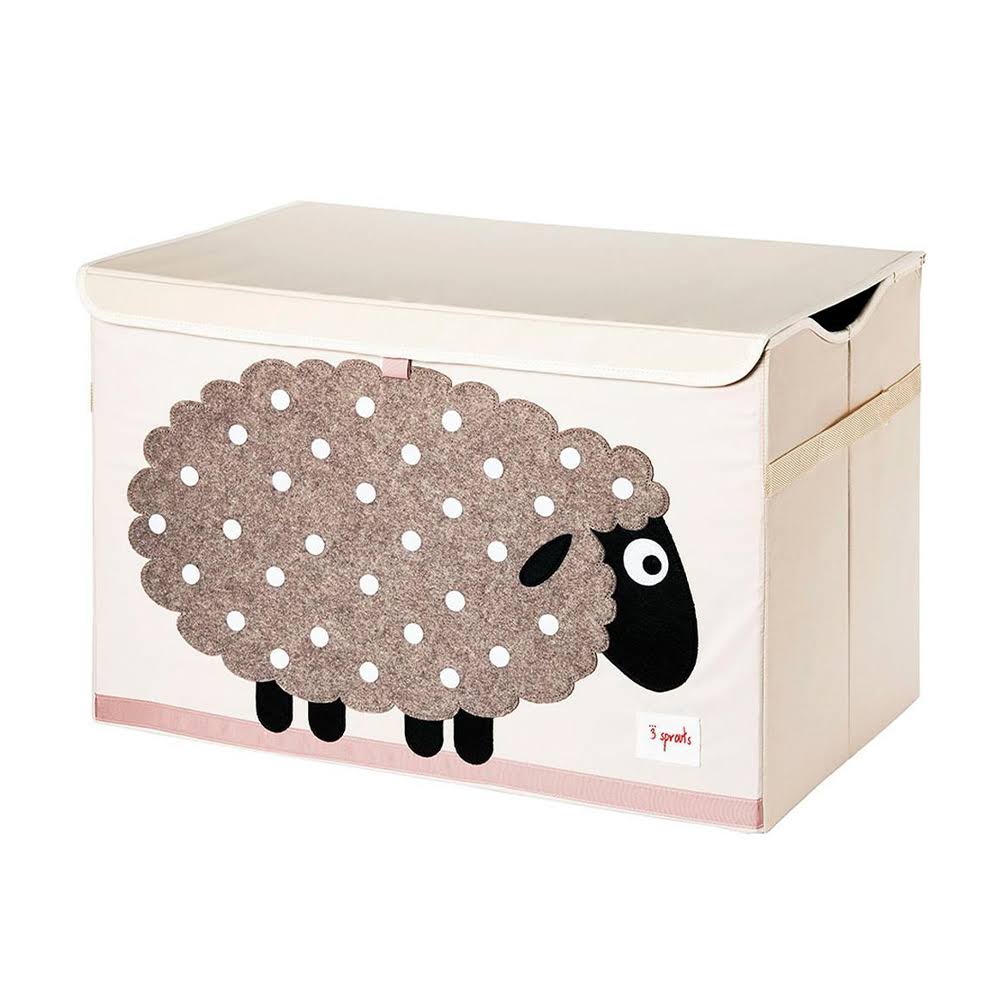 3 Sprouts Collapsible Toy Chest Storage Bin for Kids Playroom, Sheep (2 Pack)