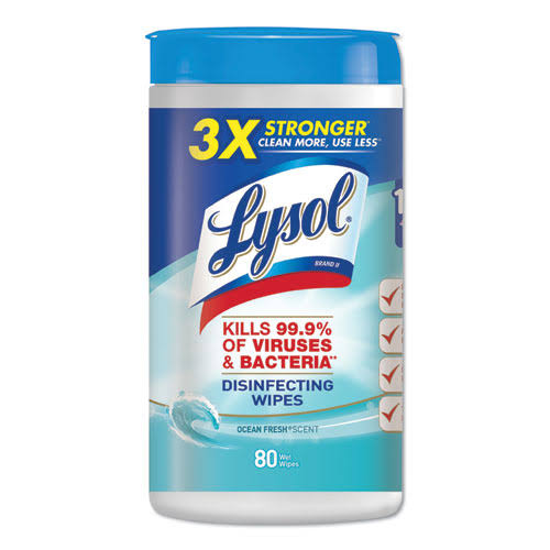 Lysol Disinfecting Wipes, Ocean Fresh Scent, 6 Canisters (RAC77925CT)