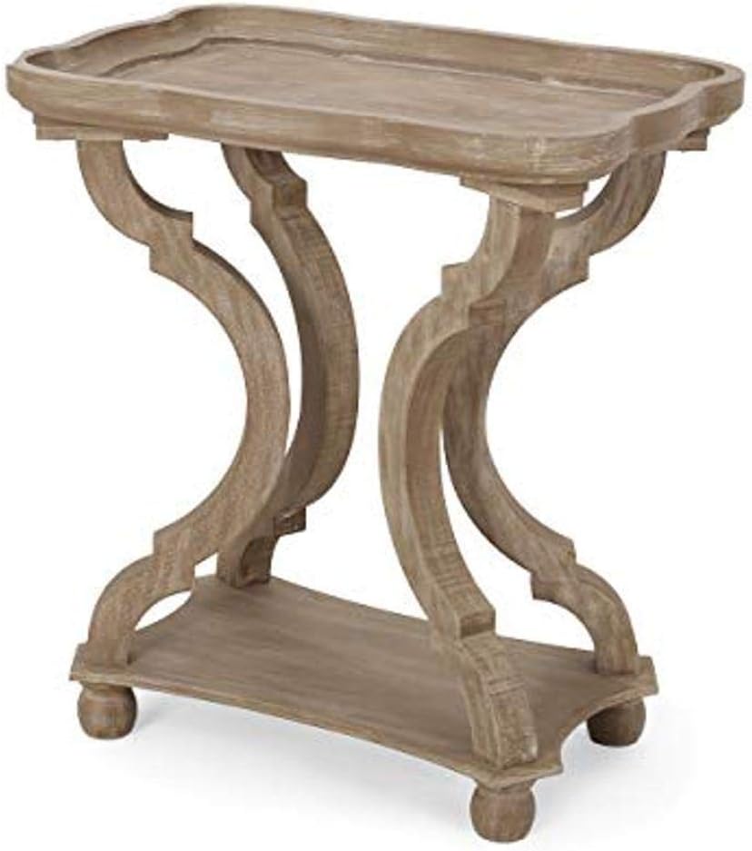Christopher Knight Home Esther French Country Accent Table with Rectangular Top, Natural + Distressed White