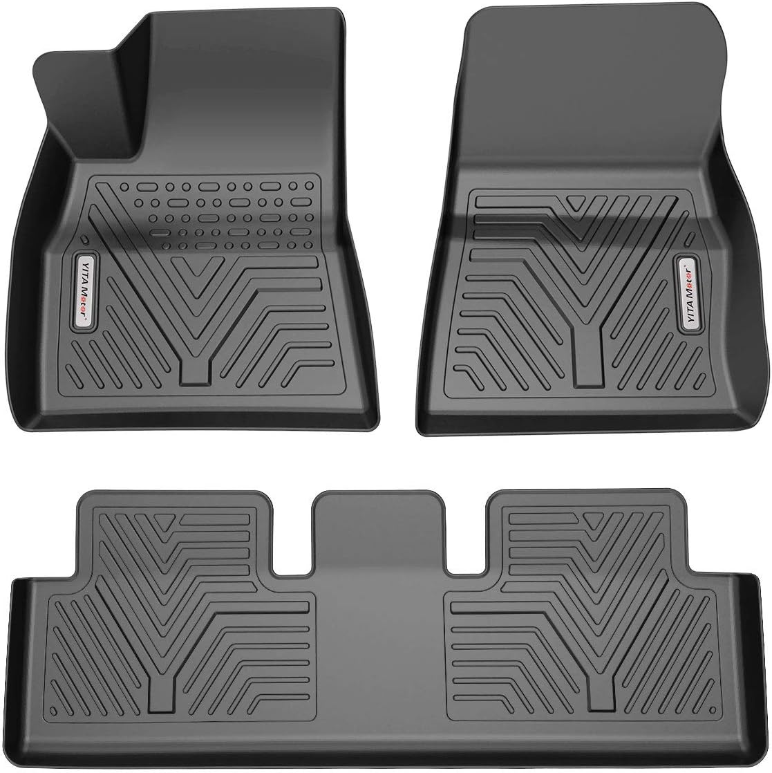 YITAMOTOR Cargo Mats Compatible with 2020-2021 Tesla Model Y, Cargo Liner Custom Fit Black TPE Trunk Liner All Weather Protection Pack of 2